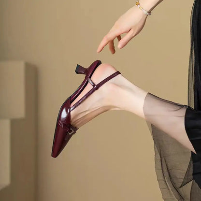 2024 Pointed Toe Sexy Mid Heels Party Shoes Women Sandals Designer Summer Brand Pumps Slingback Casual Shoes Dress Slippers