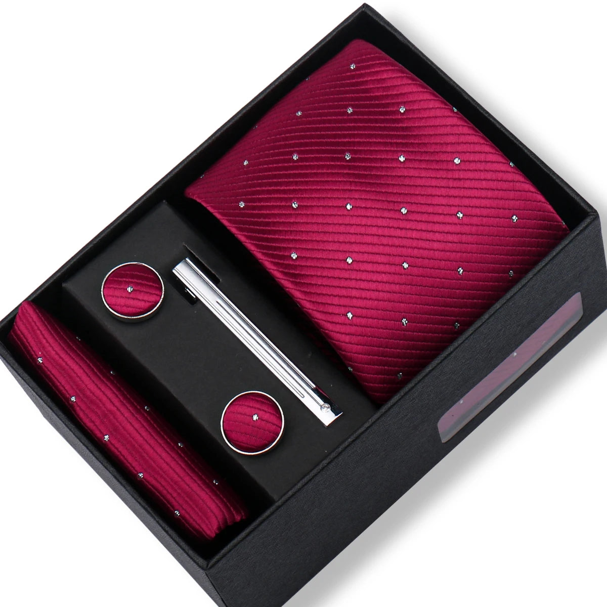 Ties Gift Box Brand Design Top Quality Jacquard Necktie Hanky Cufflink Set Tie Clip For Men Gravatas Business Wedding