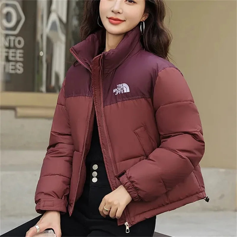 Winter Short Stitching Contrast Down Cotton-Padded Jacket Women's New 2023 Fashion Loose Padded Jacket Clothes Women Coat