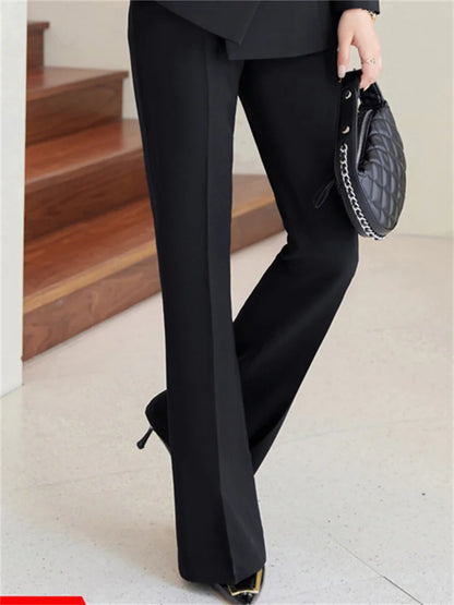 Yitimuceng Solid Office Wear Women 2 Piece Sets 2025 New Fashion Sequins Long Sleeve Blazers Chic High Waist Flare Pants Suits