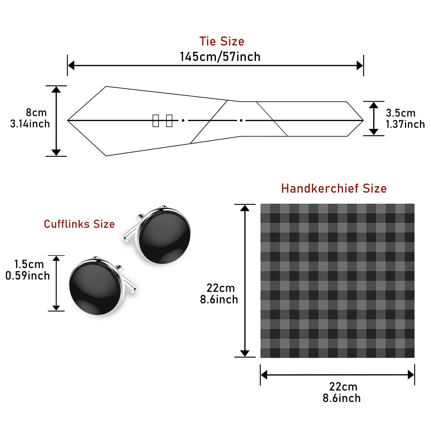 Hot Sale Holiday Gift Tie Pocket Squares Cufflink Set Necktie Dot Man Dark Grey Wedding Accessories Performance