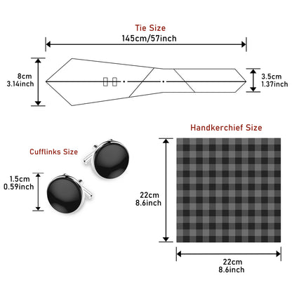 Hot Sale Holiday Gift Tie Pocket Squares Cufflink Set Necktie Dot Man Dark Grey Wedding Accessories Performance