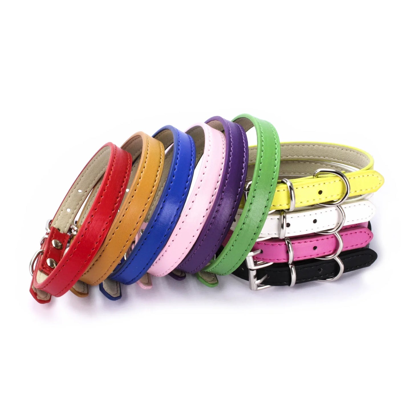 Personalized Leather Pet Collar - Adjustable with Alloy Buckle for Cats and Small Dogs