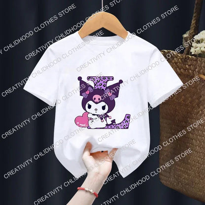 Kuromis Children T-Shirt Letter A B C D Cartoons Kid Tee Shirts Anime Kawaii Tops Casual Clothes Boy Girl Fashion Short Sleeve
