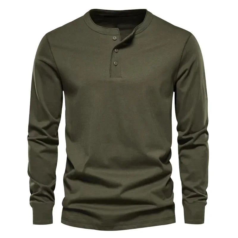 Cross-border Spring and Autumn Clothing European and American Men's T-Shirt Long-sleeved Men's Base Henry Shirt