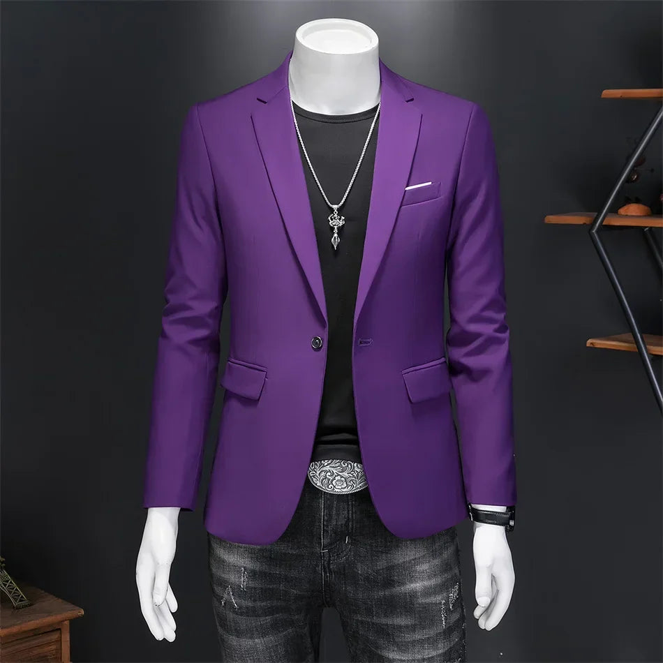 Boutique Fashion Suit Men's Slim Groom Wedding Suit Jacket Business Office Suit Casual Solid Color Suit Jacket