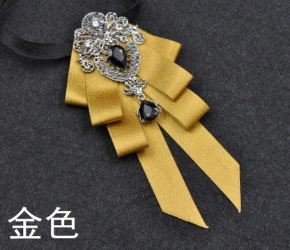 Fashion Handmade Bow Tie Wedding Collar Luxury Rhinestone Bowtie Necktie Brooch Pocket Towel Square Set Gift for Men Accessories