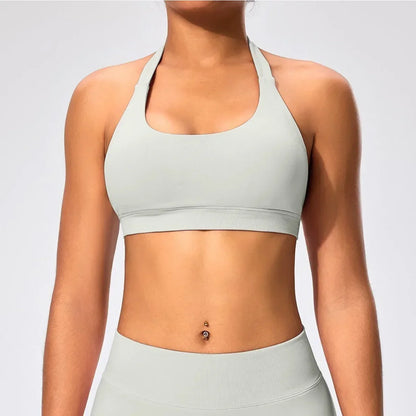 Women's Gym Solid Color Sports Bra Sexy Tight Fitting Backless Seamless with Chest Cushion Vest Exercise Yoga Camisole Top
