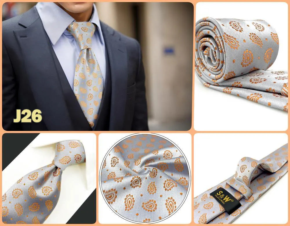 Blue Mens Necktie Silk Brown Ties for Men Wedding Guest Gift Classic Gray Party Christmas Dropshipping