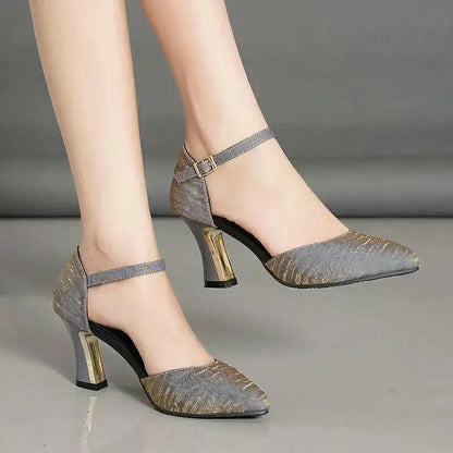 Women Cute Pointed Toe Black Buckle Strap High Heel Shoes Lady Casual Red Comfort Summer Stiletto Heels for Office & Party G6006