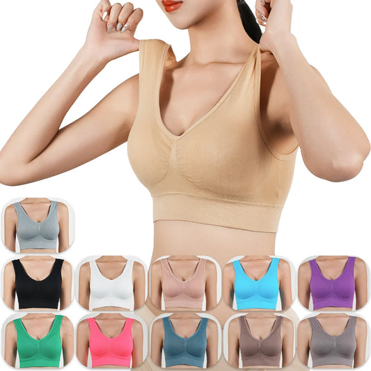 Women Large Seamless Bras Push Up Sports Top Female Breathable Brassiere Unwired Active Padded Bra Crop Top Gym Runing Yoga Vest