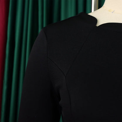 L-3XL Plus Size Elegant Midi Dress 2025 Spring Summer Women Office Lady Dress Casual 3/4 Sleeve Bandage Robe Oversize Dress