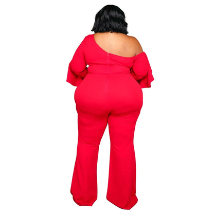 X6019 Plus Size Solid Color Women's Fashion Loose-Fit Cross-Border New Jumpsuit Without Straps Sexy Stylish Female Romper