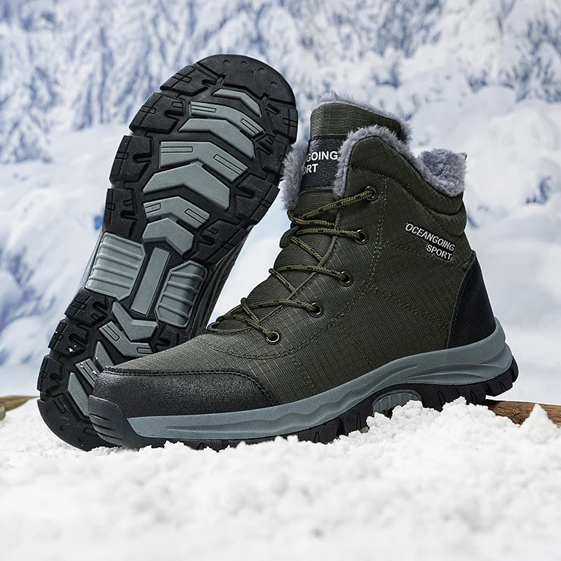 Super Warm Winter Boots With Fur Outdoor Hiking Men Boots Snow Antiskid Waterproof Boots Men Shoes Winter botas High Top hombre