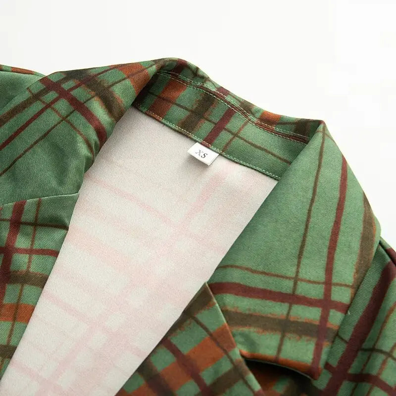 Women's Casual Green Striped Blazer Suit Set - Spring Summer Two Piece Outfit, Comfortable Wide Leg Pants for Travel