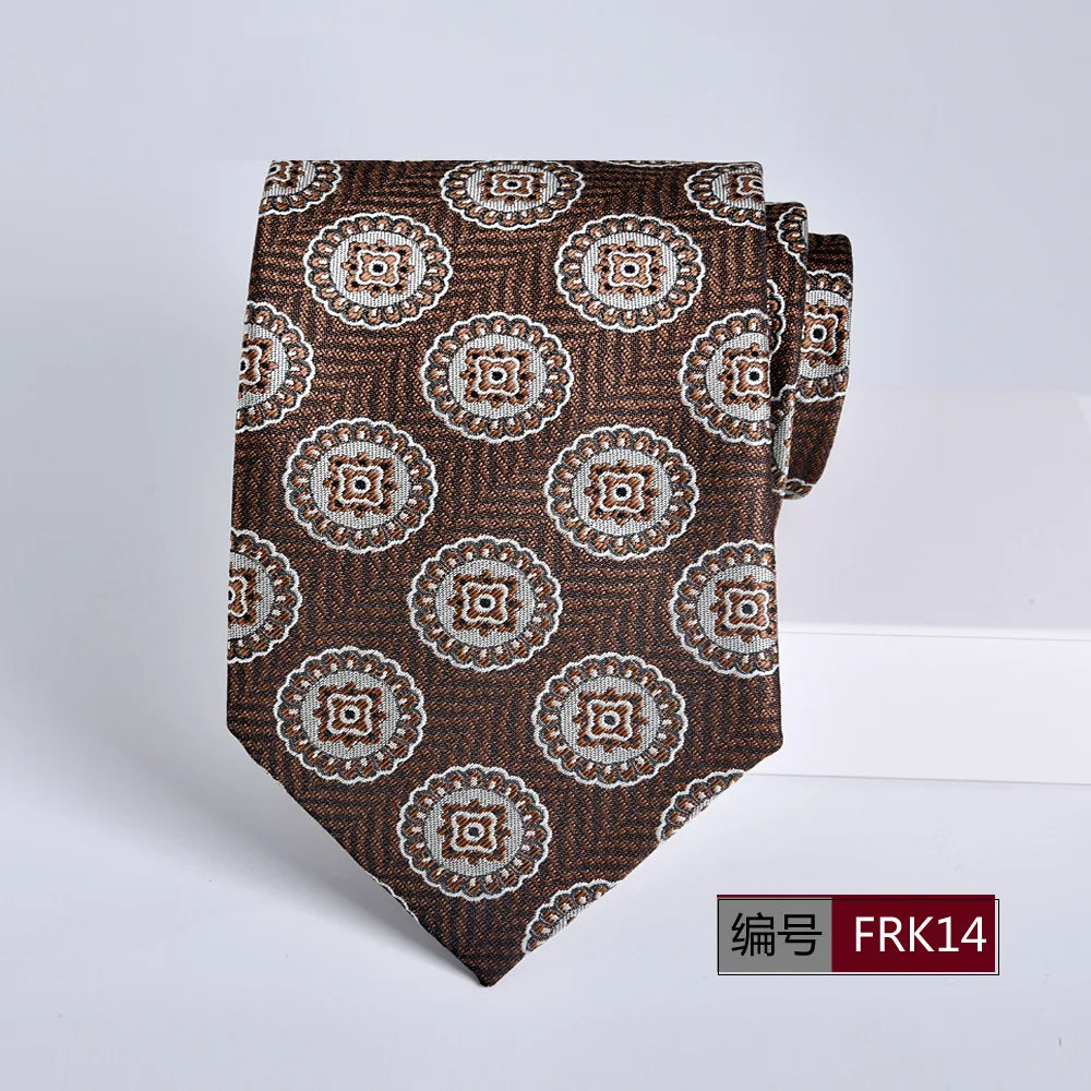 Brown Tie For Men Classic Style 8CM Tie Striped Jacquard Ties Wine Red Wedding Gravatas Formal Business Neckties Gifts For Men