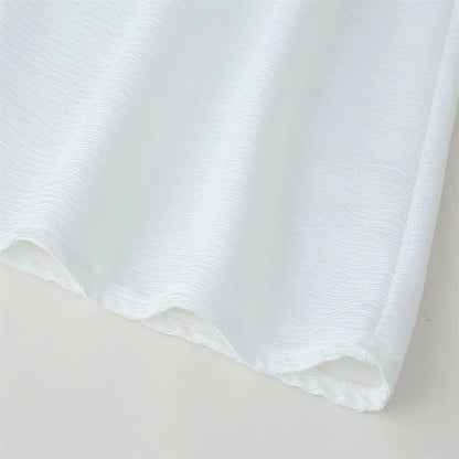 2025 Spring Women's High Street Sexy White Off-the-shoulder Halter Pleated Floor-length Dress Fashion Sleeveless Loose Dress