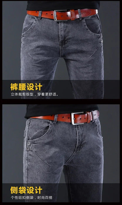2024 New Men Spring and Autumn Korean Version Comfort Men Stretch Youth Slim Fashion  Skinny Jeans Pants Designer Clothes