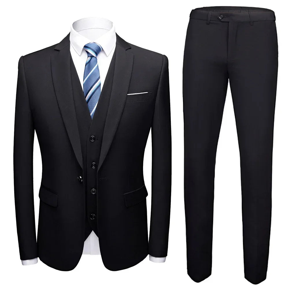 Men Suits Wedding Elegant 3 Pieces 2 Outfit Set Blazers Jackets Vest Pants Fashion Luxury Summer Classic 2024 Formal Clothing