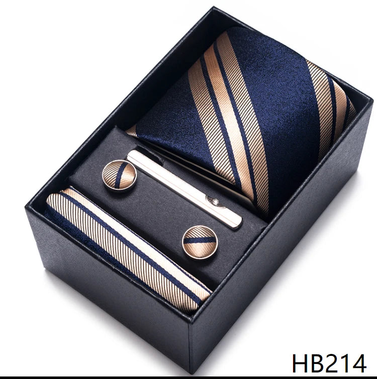 Top Quality 7.5 cm Business Ties Hanky Cufflink Set Tie Clips Green Necktie Corbatas For Men Wedding In Gift Box Gravatas