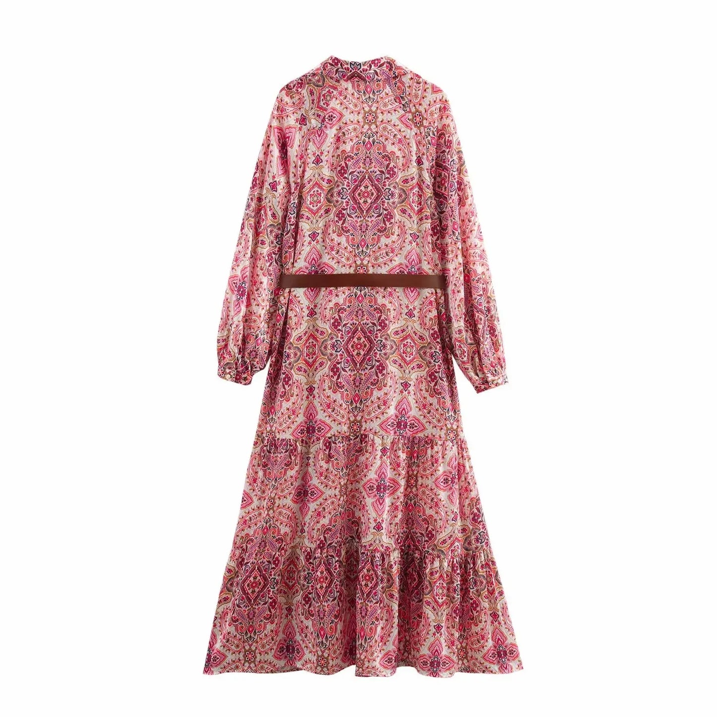 Womens Dresses Flower Print Elegant Long Dress Spring 2025 New Midi Dress Women Long Sleeve Evening Party Dresses