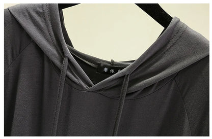 Spring Summer Hooded dress half sleeves Modal Casual Loose Long dress Solid colors female clothing streetwear