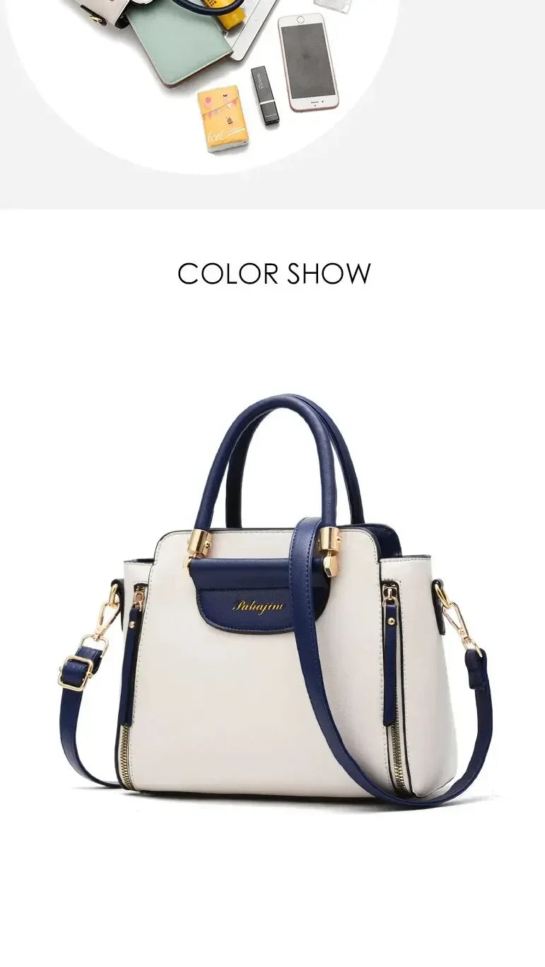 Fashion Color Contrast Handbag, Stitching Striped Crossbody Bag Women's Elegant Office & Work Purse