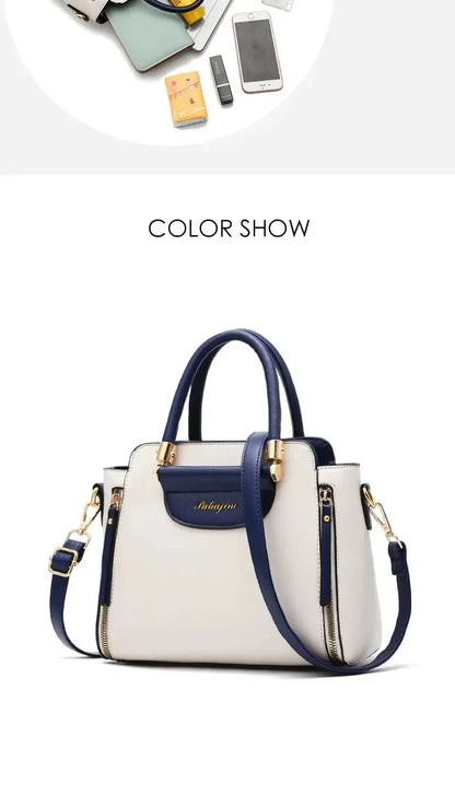 Fashion Color Contrast Handbag, Stitching Striped Crossbody Bag Women's Elegant Office & Work Purse