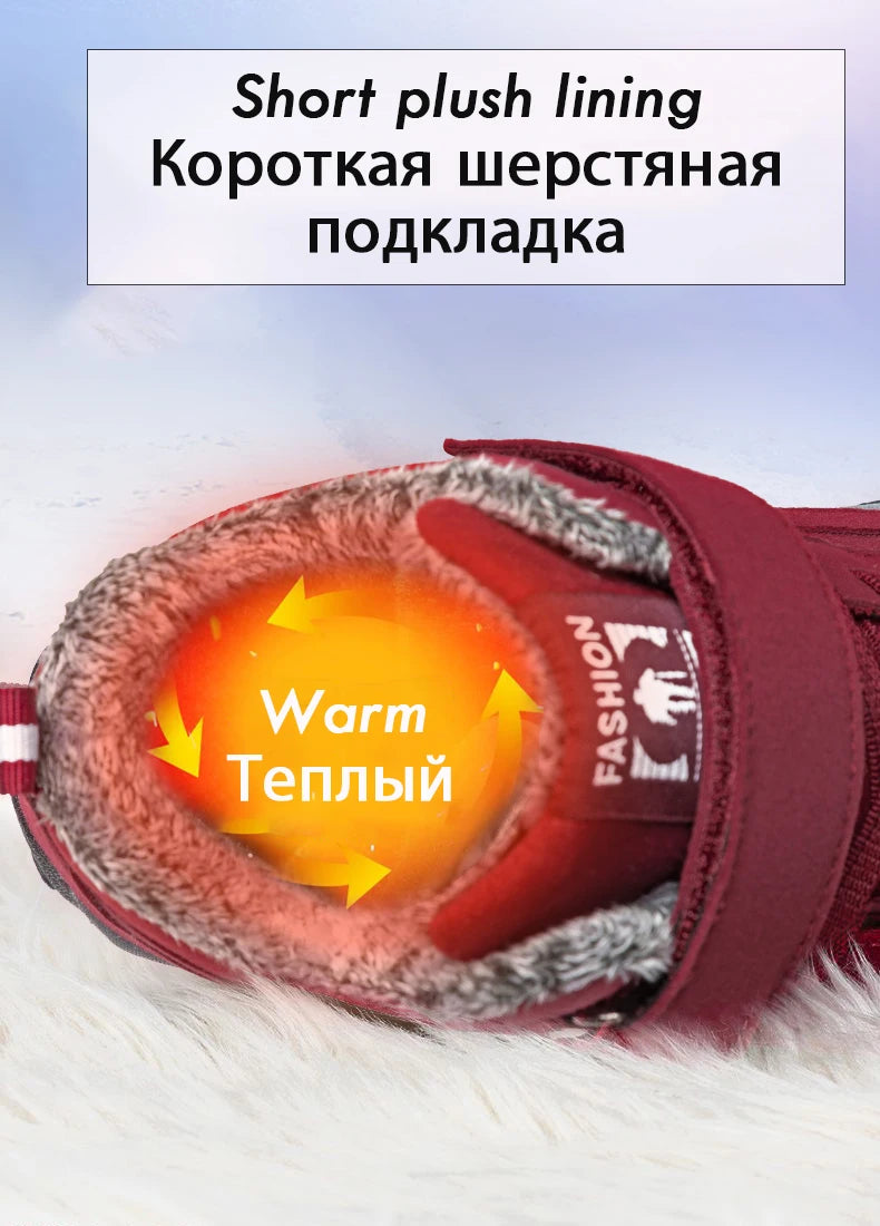 Warm Men Women Winter Boots With Fur Size 35-45 Snow Boots For Unisex Fashion Outdoor Sneakers Women Men Ankle Boots