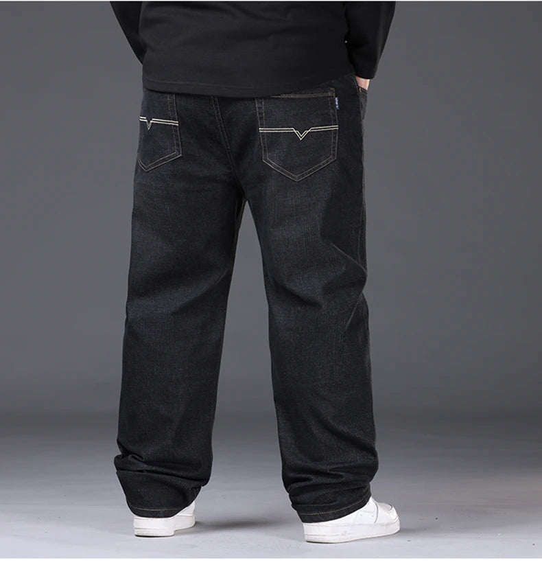 Men's Plus Size Denim Jeans | Sizes 48-50, 300KG Capacity | Casual Fashion, Business Style, Elastic Loose Fit