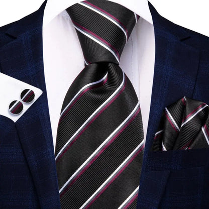 Hi-Tie Psialey Black Gold Silk Elegant Tie For Men Groom Wedding Men Necktie Pocket Square Cufflink Accessory Wholesale Designer
