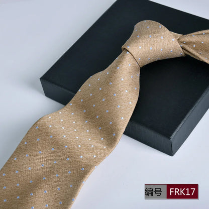 Brown Tie For Men Classic Style 8CM Tie Striped Jacquard Ties Wine Red Wedding Gravatas Formal Business Neckties Gifts For Men