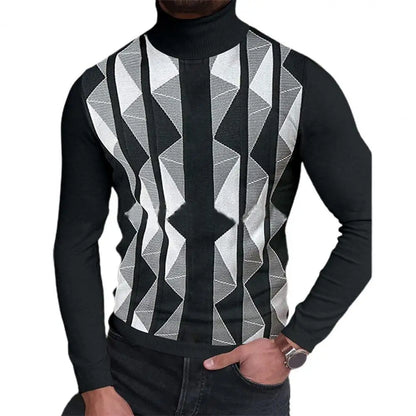 Practical Men Sport Shirts  Stylish Anti-deform Men Sweater  Patchwork Long Sleeve Pullover Sweater