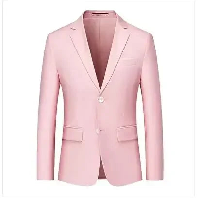 New Men Pure Colour Business Social Office Suit Slim Fit Jacket Fashion Simple Groom Wedding Tuxedo Dress Blazers Coats