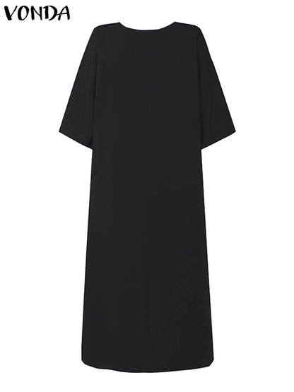 VONDA Women Evening Dresses 2024 Bohemian Round Neck Flare Sleeve Vintage Style Maxi Dress Party African Ethnic Long Vestidos