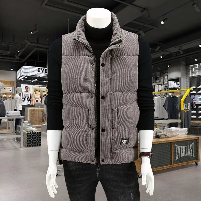 Waistcoat Male Wintertime Cotton Sill Young Person Korean Version Corduroy Vest Thickening for Warmth Men's Handsome Vest Jacket