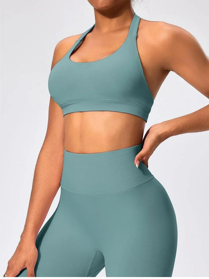 Women's Gym Solid Color Sports Bra Sexy Tight Fitting Backless Seamless with Chest Cushion Vest Exercise Yoga Camisole Top