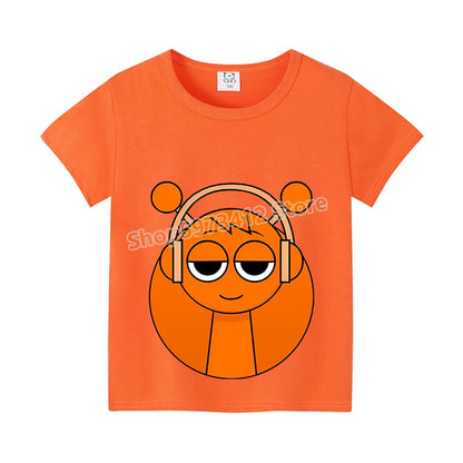 Sprunki Kids T-shirt Summer Children Incredibox Game Cotton Short Sleeve Top Boy Anime Fashion Cute Tee Girl Casual Clothes Gift