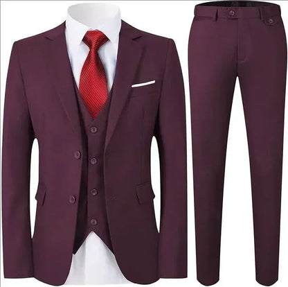 Suit For Men Elegant Wedding 3 Pieces 2 Sets Blazers Full Jackets Vest Pants Formal Fashion Luxury Coats 2025 Classic Costume