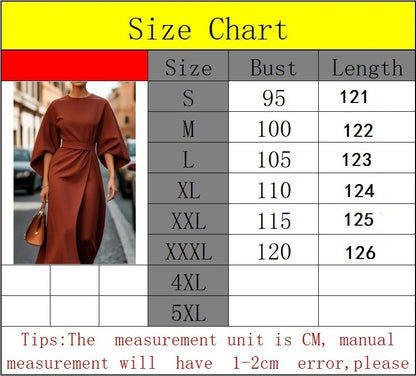 Spring Fashion Solid Color Dress Women Sexy Round Neck Bat Sleeve High Waist Dress Elegant Commuting Dresses for Women Summer