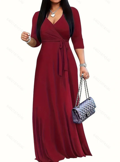 Women Sexy Bodycon Beach Bohemian Maxi Splicing Floral Print Dress for Women Casual Summer Sundress V-Neck 3/4 Sleeve
