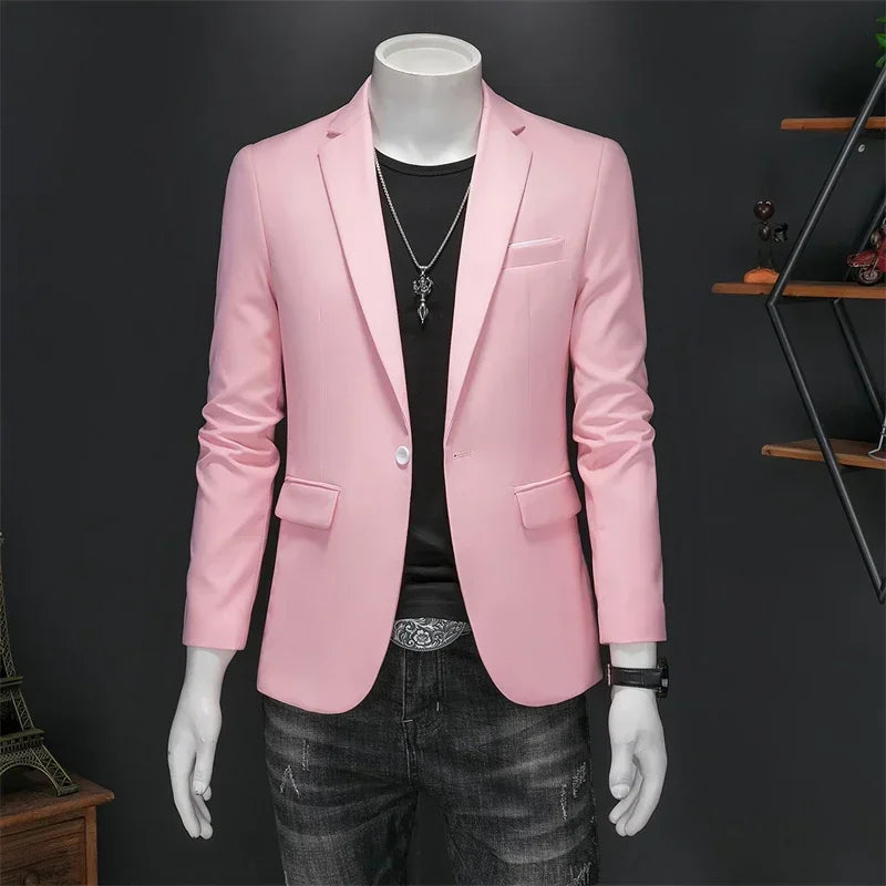 Boutique Fashion Suit Men's Slim Groom Wedding Suit Jacket Business Office Suit Casual Solid Color Suit Jacket