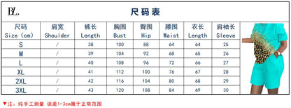 Casual Loose Short Sleeve Tshirt Shorts Set Office Lady Summer Fashion O-neck Colorful Print Two Piece Set Women Outfit 2023