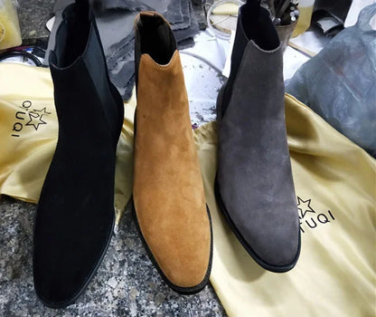 Designer Men Chelsea Boots Luxury Velvet Men's Ankle Boots High Quality Suede Leather Shoes for Men Dress Boots Botas de Hombre