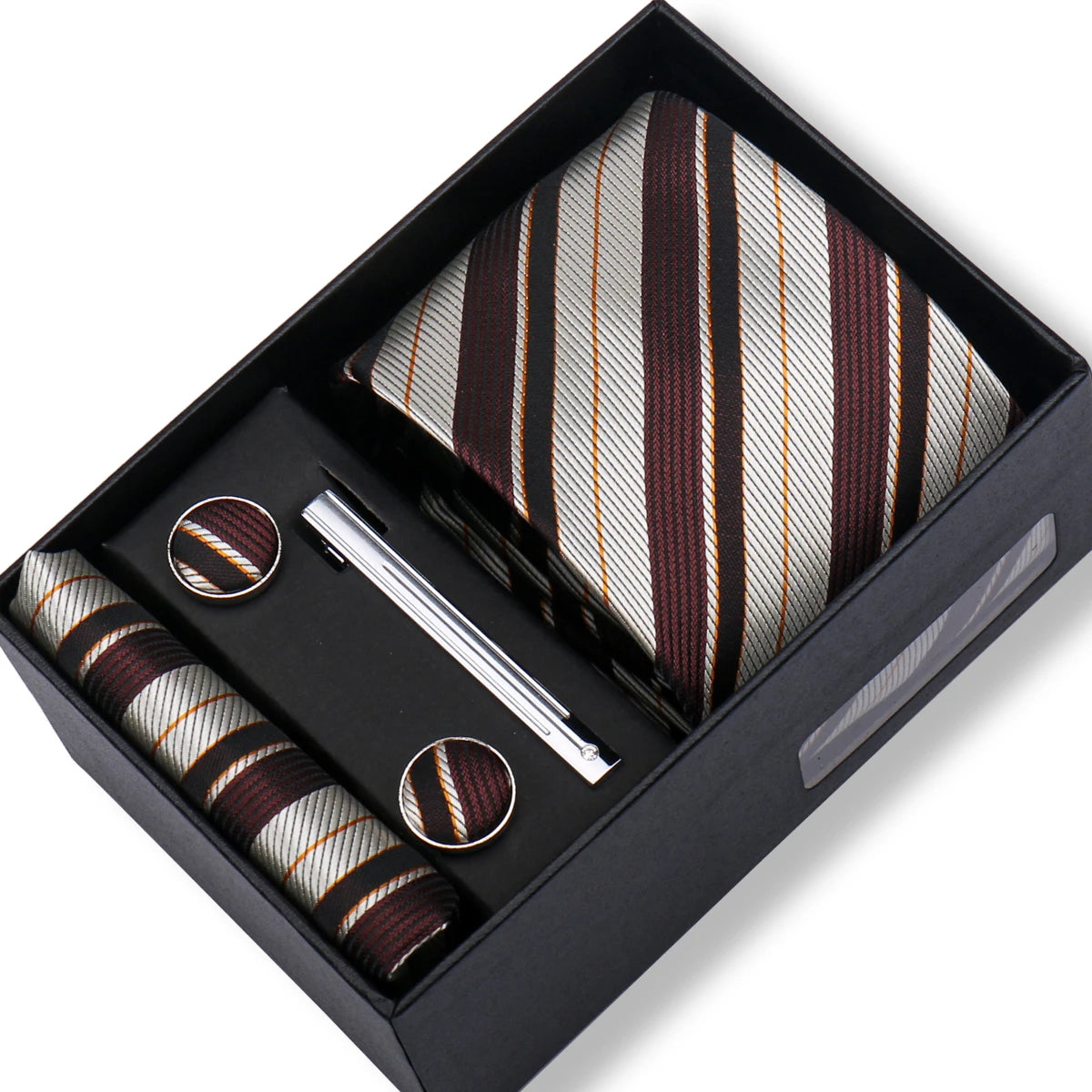 Ties Gift Box Brand Design Top Quality Jacquard Necktie Hanky Cufflink Set Tie Clip For Men Gravatas Business Wedding