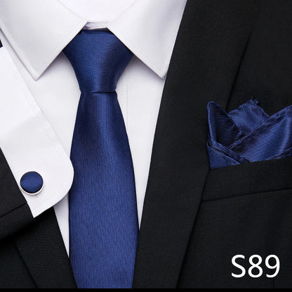 Hot Sale Holiday Gift Tie Pocket Squares Cufflink Set Necktie Dot Man Dark Grey Wedding Accessories Performance