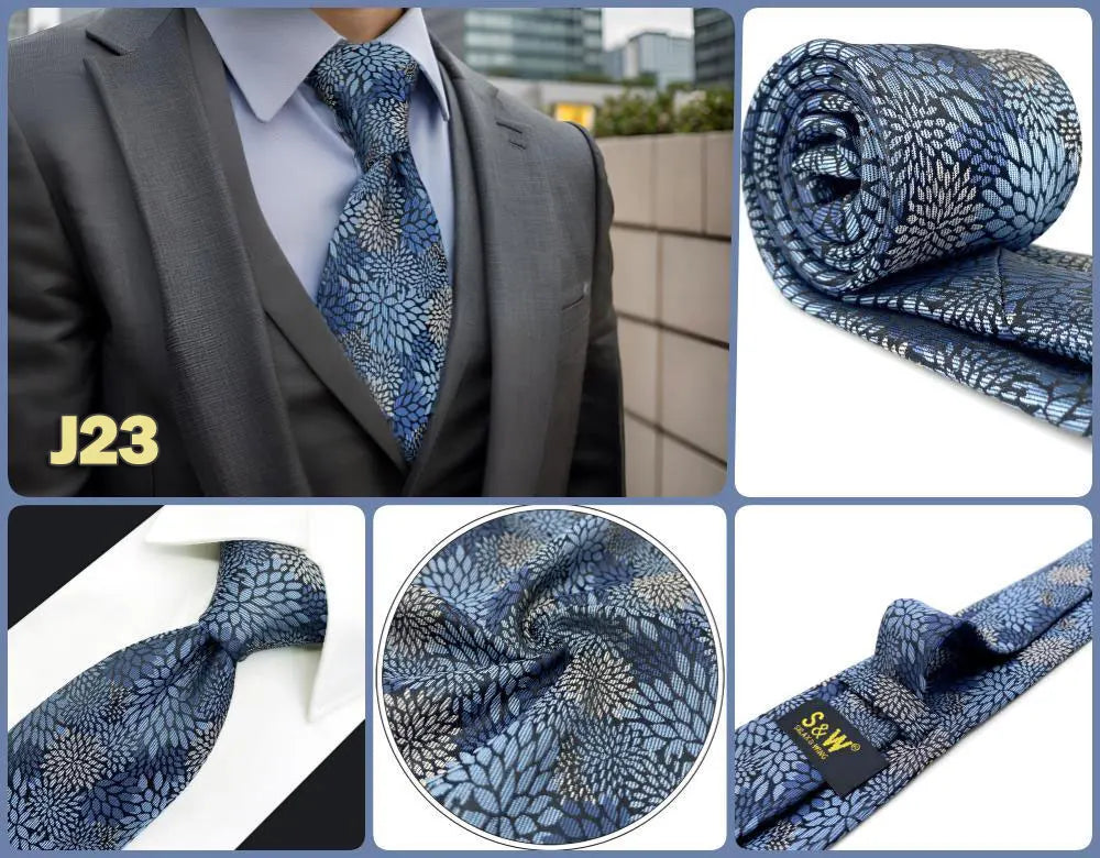 Blue Mens Necktie Silk Brown Ties for Men Wedding Guest Gift Classic Gray Party Christmas Dropshipping