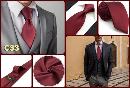 Red Pink Luxury Ties for Men Business Neckties Solid Blue Wedding Suit Formal Dress School Accessories Dropshipping