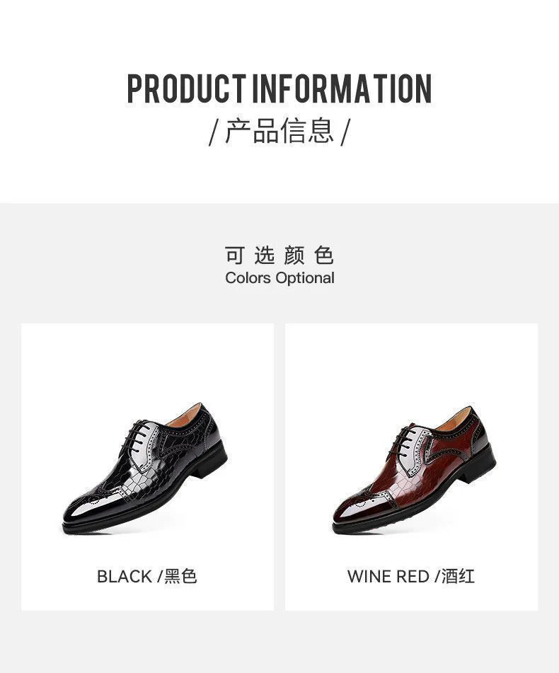 Men casual leather shoes business oxford shoes men brogue formal shoes genuine leather formal men brogue shoes