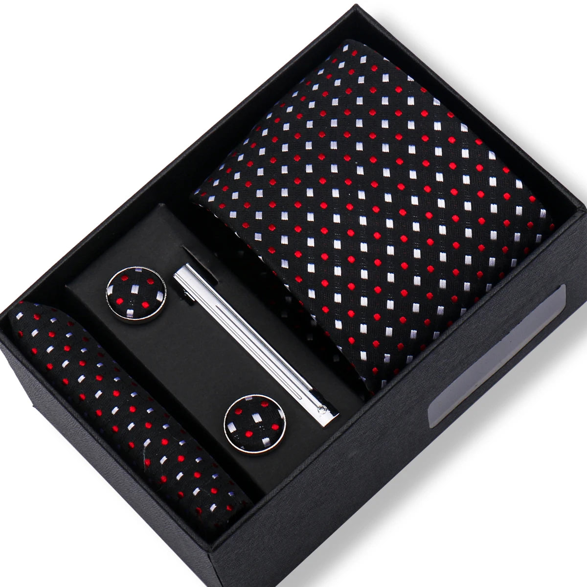 Ties Gift Box Brand Design Top Quality Jacquard Necktie Hanky Cufflink Set Tie Clip For Men Gravatas Business Wedding